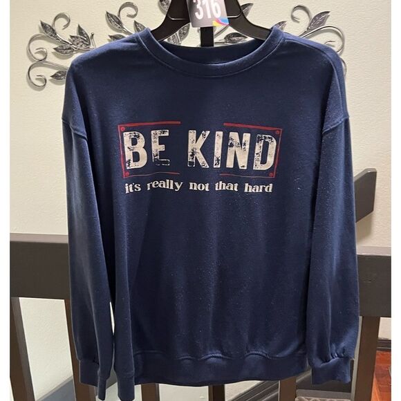 EUC Navy Blue 'Be Kind' Sweatshirt Small #316 - Picture 1 of 7